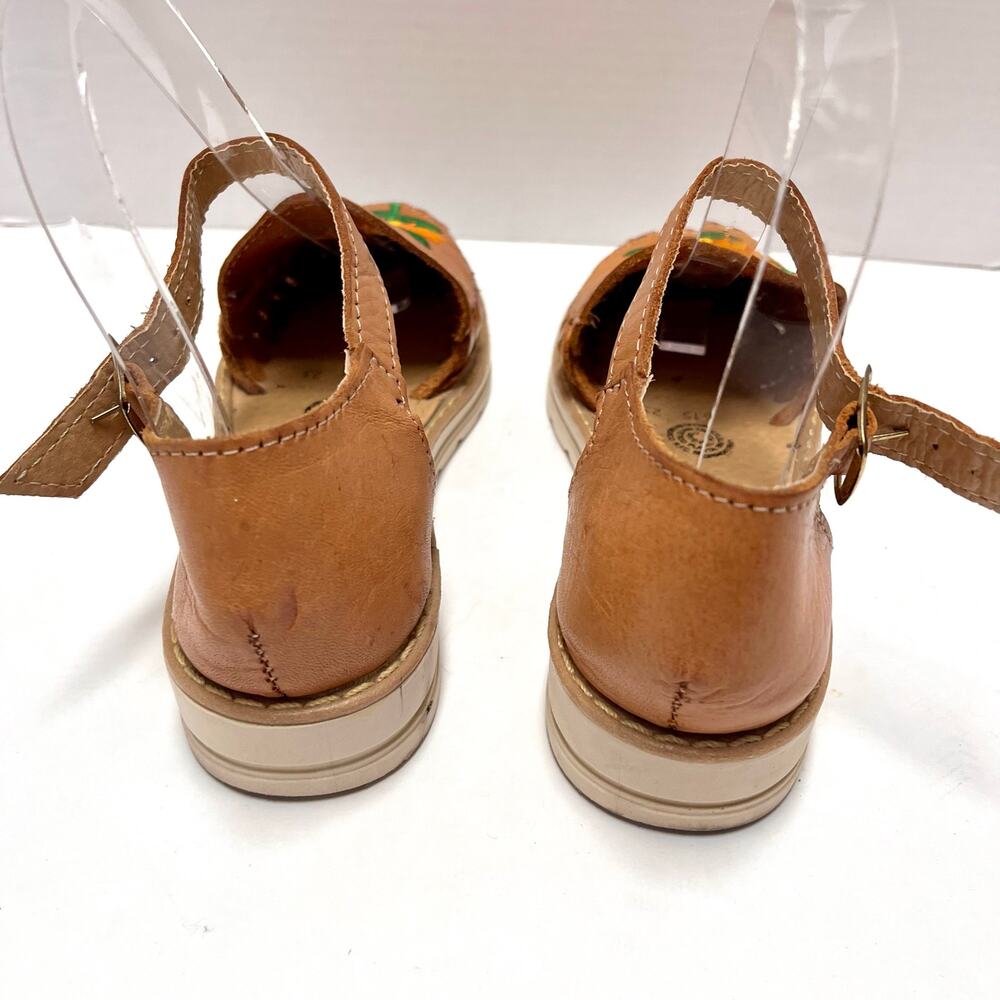 Segura Shy Sunflower Embroidered Leather Huarache Sandals Boho 6/37 Artisan - Picture 4 of 10